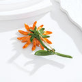 Orange Sunflower Enamel Metal Brooch Pin for Jackets and Lapels view 3