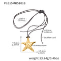 Textured Starfish Pendant on Long Black Cord Necklace view 7