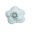 White Knitted Flower Duckbill Clip Pearl Rhinestone Center view 5