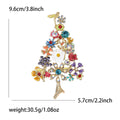 Colorful Floral Christmas Tree Brooch with Bird Topper view 5