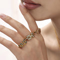 Geometric Link Open Ring Micro Zircon Stainless Steel Size Seven view 4