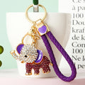 Jeweled Elephant Keychains in Four Colors with Optional Braided Loops view 1