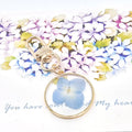 Gold Tone Round Pressed Hydrangea Resin Clip Keychains view 3
