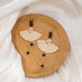 Gold Green Mismatched Folding Fan Long Hook Earrings view 1