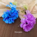 Blue Fabric Peony Butterfly Duckbill Hair Clip Single view 4
