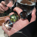 Silver Square Faceted Crystal Open Ring Three Colors view 1