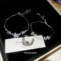 Silver Rhinestone Open Heart Slider Bracelet Adjustable view 2