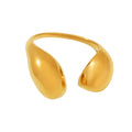 Stainless Steel Puffy Teardrop Open Rings Gold Steel Two-Tone view 5