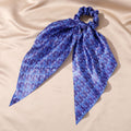 Printed Satin Evil Eye Scarf Scrunchie Hair Ties with Long Tails view 9