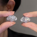 Crystal Butterfly Stud Earrings in Silver Tone With Clear Stone Accents view 1
