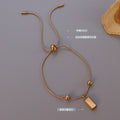 Gold Bar Charm Bolo Bracelet Adjustable Beads Rope Chain view 3
