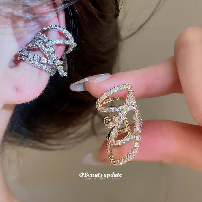 Crisscross Crystal Ear Clips in Silver and Gold Tones