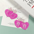 Magenta Acrylic Heart Skeleton Drop Earrings 2 Motifs view 1