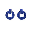 Matte Ribbed Circle Drop Stud Earrings Green Yellow Blue Red view 8
