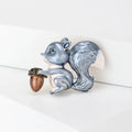 Enamel Squirrel Brooch With A Curled Squirrel Holding An Acorn With Shaded Enamel Details view 2