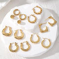 Gold Tone Textured Geometric Hoop Earrings in Eight Designs view 1