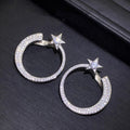 Silver Tone Star And Crystal Hoop Earrings Fashion Jewelry view 3