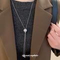 Silver Tone Crystal Ball Adjustable Lariat Necklace view 1