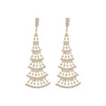 Tiered Crystal Fan Chandelier Earrings in Two Tones view 5