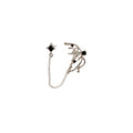 Silver Butterfly Black Square Chain Connected Ear Cuff view 6