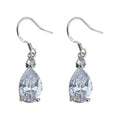 Silver Teardrop Clear CZ Drop Earrings Fishhook Back view 5