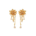 Crystal Firework Flower Gold And Silver Tone Dangle Earrings view 5