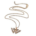 Gold Tone Crystal Butterfly Pendant Necklaces in Blue and White view 5