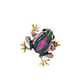 Green Gold Tone Frog Crystal Metal Brooch Pin 4.1 x 4 cm view 5