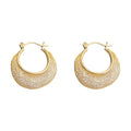 Gold Tone Wide Crescent Textured Hoop Earrings For Women view 5