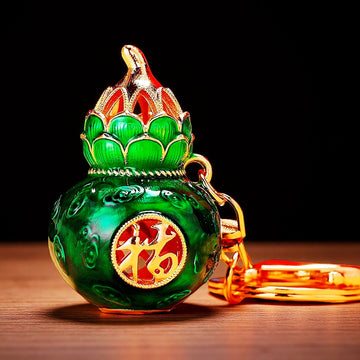 Lotus-Topped Gourd Keychains in Six Colors with Strap Options