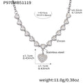 Heart Zircon Station Necklace Pave Heart Drop Gold Steel Chain view 6