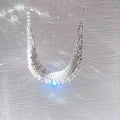 Silver Multi Row Rhinestone Bib Necklace Colored Drop Trim view 4