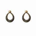 Brown Green Resin Open Teardrop Statement Stud Earrings view 5