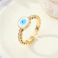 Gold Tone Enamel Evil Eye Adjustable Open Rings in Seven Designs view 6