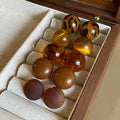 Brown Marbled Resin Round Statement Stud Earrings Statement Pair view 1