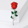 Long Stem Rose Brooch in Red or Blue and Two Metal Tones view 5