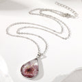 Silver Tone Teardrop Pressed Flower Resin Pendant Necklaces view 4