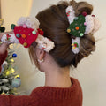 Green Plush Yarn Reindeer Christmas Claw Hair Clip view 4