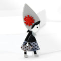 Acrylic Cartoon Girl Brooch Tall Hat Red Flower Handbag view 3