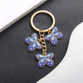 Blue Butterfly Enamel Charm Keychain with Gold Tone Hardware view 1