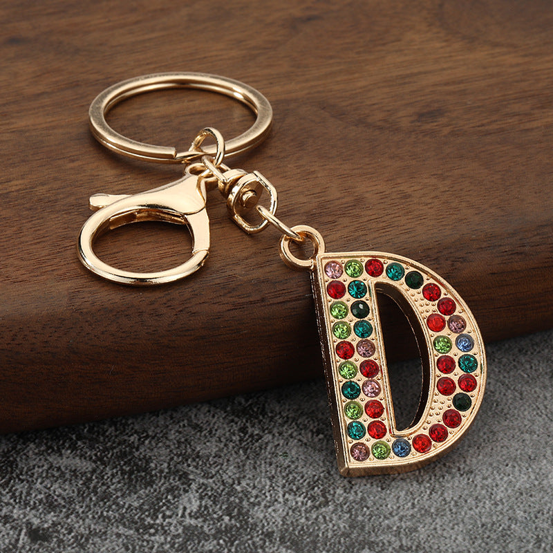 Colorful Rhinestone Letter Keychain Alphabet Bag Charm for Initials