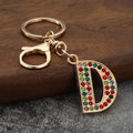 A-Z Multicolor Rhinestone Letter Keychains With Split Ring And Lobster Clasp view 4