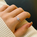 Mini Cushion Halo Pave Slim Ring In Polished Silver Tone view 2