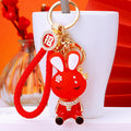 Enamel Rabbit Character Keychains in Six Colors with Bare Wrist Loops view 3