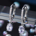 Silver Tone Clear Stone Hoop Drop Earrings Three Shapes view 3