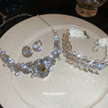 Silver Crystal Teardrop Necklace Earring Set Two Styles view 4