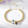 Gold Tone Beaded Cord Evil Eye Adjustable Bracelets in Seven Styles view 6