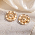 Gold Rippled Round Necklace and Stud Earring Statement Set view 4
