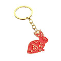 Red Rabbit and Heart Enamel Keychains in Two Styles view 4