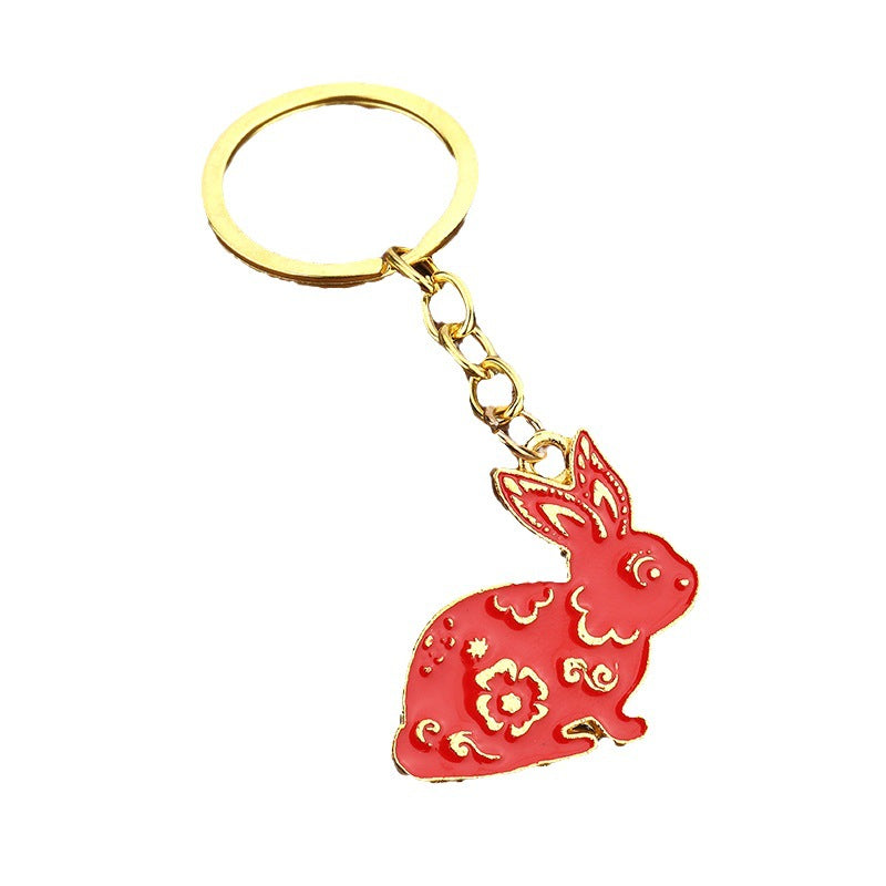 Cute Rabbit Zinc Alloy Keychain for Bags and Car Decor